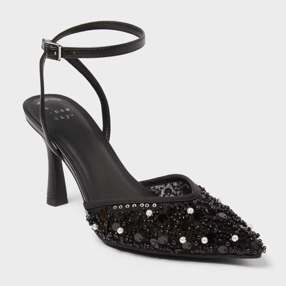 Women’s Ruth Heels with Memory Foam Insole - A New Day - Black 7.5
